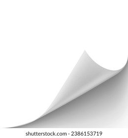 Page Curl With Shadow On Blank White Paper. EPS10 vector