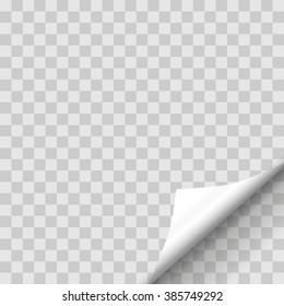 Page curl with shadow on blank sheet of paper