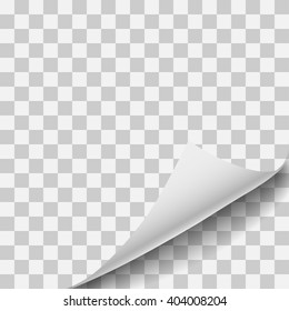 Page curl with shadow on a blank sheet of paper