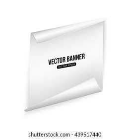 Page curl with shadow on a blank sheet of paper. Sale or advertising banners template, vector eps 10 format.