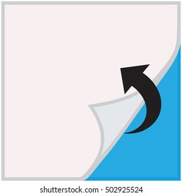 Page curl with shadow on blank sheet of paper. White paper sticker. 