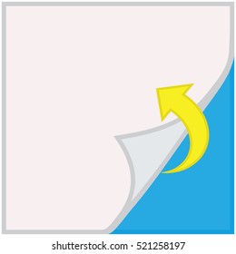 Page curl with shadow on blank sheet of paper. White paper sticker.