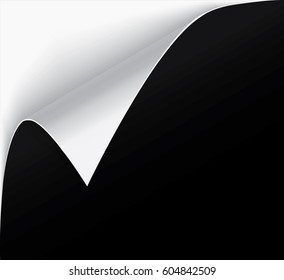 Page curl with shadow on blank sheet of paper.
