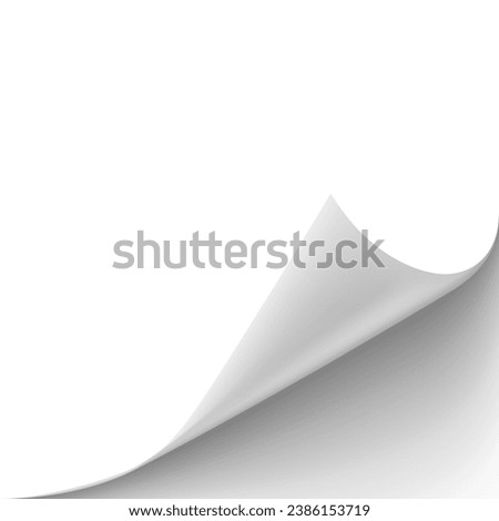 Page Curl With Shadow On Blank White Paper. EPS10 vector