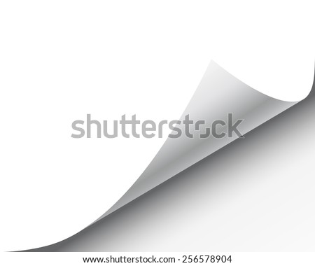 Page curl with shadow on a blank sheet of paper, design element for advertising and promotional message isolated on white background. EPS 10 vector illustration. Сток-фото © 