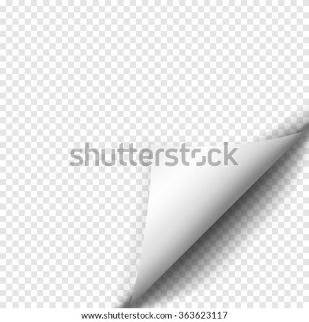 Page curl with shadow on blank sheet of paper. White paper sticker. Element for advertising and promotional message isolated on transparent background. Vector illustration for your design and business Сток-фото © 