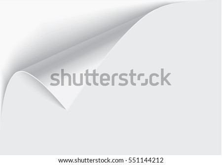 Page curl with shadow on blank sheet of paper.