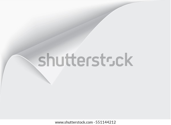 Page curl with
shadow on blank sheet of
paper.