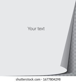 Page curl with shadow on a transparent background sheet of paper, design element for advertising and advertising messages, isolated white background. EPS 10 vector illustration.
