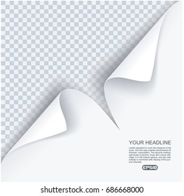 Page curl with shadow on transparent background.