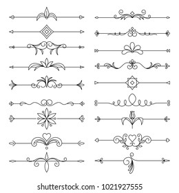 Page decor, borders and dividers decorative vignette elements