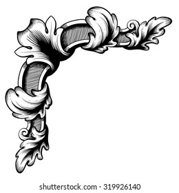 Page decoration. Decorative floral elements, corners, borders, frame, crown.