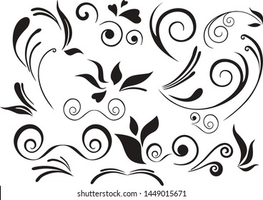 Page decoration design elements. Set of swirls, scrolls,swashes, flourishes decor