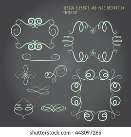  page decoration elements. ornate frames and scroll elements. calligraphic design elements