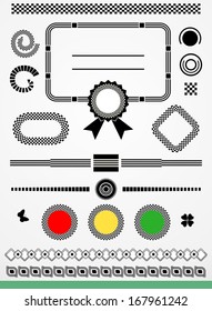 Page decorative elements, black and white, racing inspired, jpg file is also available