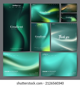 Page design inspiration with abstract background. Shades of green gradient background pattern