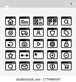 Page designation icons set for website developers