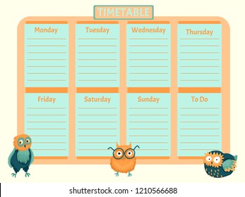 The page of the diary the scheduler for a week for the child, the children's design ready for your text of records in a notebook