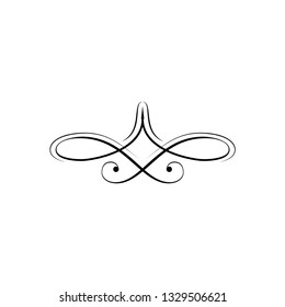 Page divider and design element. Filigree page decoration. Vector illustration isolated on white background