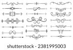 Page Divider And Design Elements. Set of Various Simple Black Divider Design, Assorted Divider Collection Template Vector. Collection of floral dividers elements mega decoration for Calligraphy.