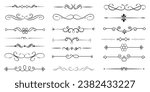 Page Divider And Design Elements. Set of Various Simple Black Divider Design, Assorted Divider Collection Template Vector. Collection of floral dividers elements mega decoration for Calligraphy.
