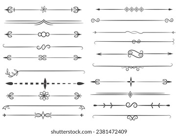 Page Divider And Design Elements. Set of Various Simple Black Divider Design, Assorted Divider Collection Template Vector. Collection of floral dividers elements mega decoration for Calligraphy.