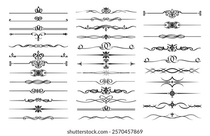 Page Divider And Design Elements Set of Various Simple Black Divider Design Assorted Divider