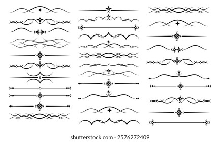 Page Divider And Design Elements Set of Various Simple Black Divider Design Assorted Divider