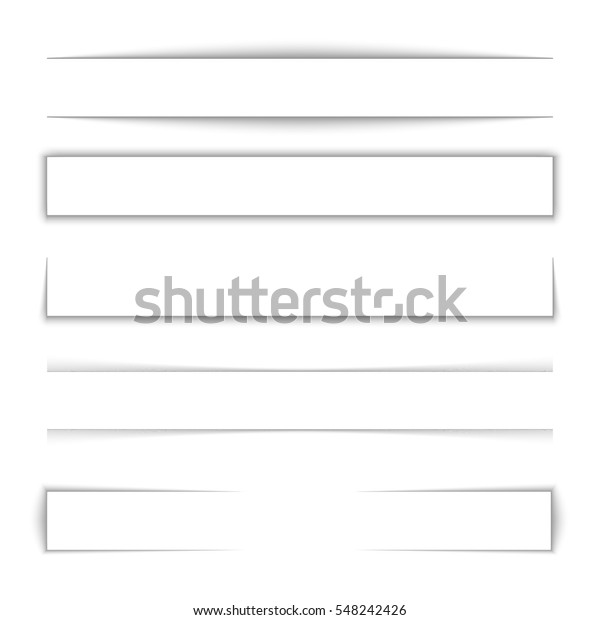 Page divider. Transparent realistic paper shadow\
effect set. Web banner. Element for advertising and promotional\
message isolated on background. Vector illustration for your\
design, template and\
site.