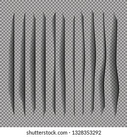 Page divider with transparent shadows isolated. Pages separation vector set. Transparent shadow realistic illustration