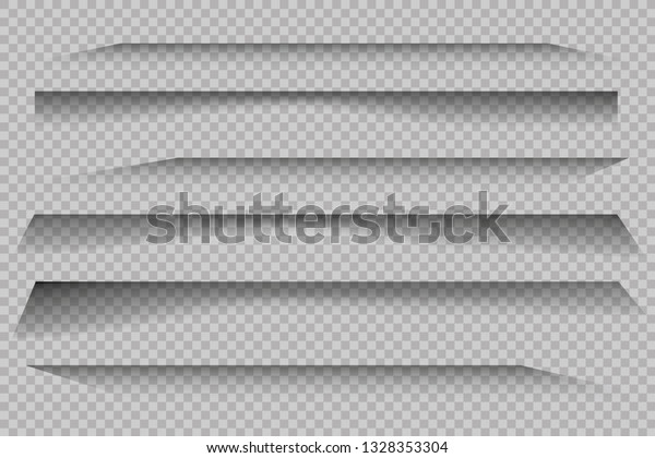 Page\
divider with transparent shadows isolated. Pages separation vector\
set. Transparent shadow realistic\
illustration