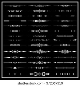 Page dividers isolated on black background - vector set