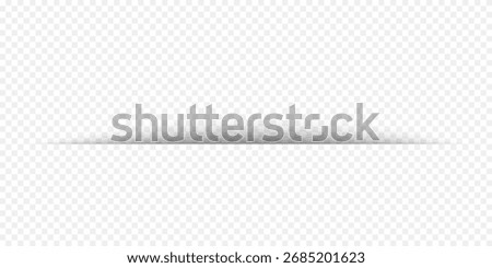 Page dividers with transparent shadows, isolated. Pages separation vector set. Transparent realistic paper shadow effects. Web banner. Element for frame shadow. Vector design for website, text, border