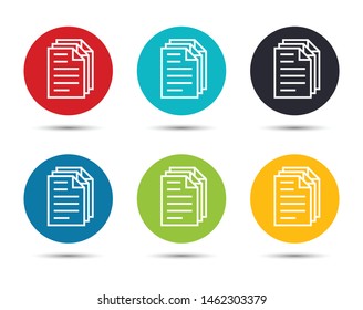 Page documents icon flat round button set illustration design isolated on white background