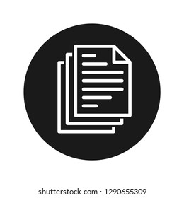 Page documents icon vector illustration design isolated on flat black round button