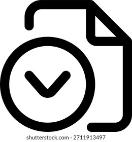 Ícone de vetor de página para baixo em estilo moderno, navegação de documento de rolagem e conceito de gerenciamento de página, ilustração de leitura de arquivo, ícone de linha
