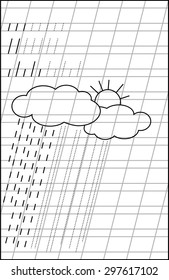 Page with exercises for young children in line. Developing skills for writing and drawing. Vector image.
