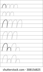 Page with exercises for young children in line. Developing skills for writing and drawing. Vector image.