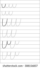 Page with exercises for young children in line. Developing skills for writing and drawing. Vector image.
