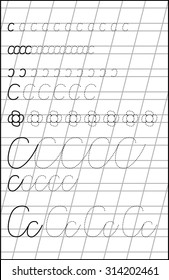 Page with exercises for young children in line. Developing skills for writing and drawing. Vector image.