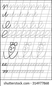 Page with exercises for young children in line. Developing skills for writing and drawing. Vector image.