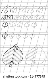 Page with exercises for young children in line. Developing skills for writing and drawing. Vector image.
