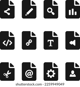 Page file icons set vector 