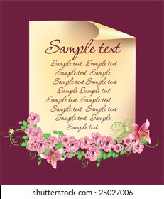 Page with flowers for design