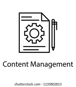 
Page with gear drawn beside a pencil, icon for content management 
