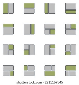 Page Grid Filled Line Icon Set