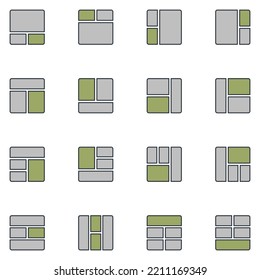 Page Grid Filled Line Icon Set