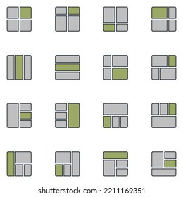 Page Grid Filled Line Icon Set