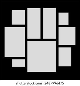 page grid layout abstract photo frames and digital photo wall template