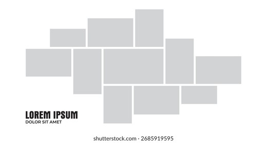 Diseño de cuadrícula de página Marcos de fotos abstractos y Plantilla digital de pared de fotos

